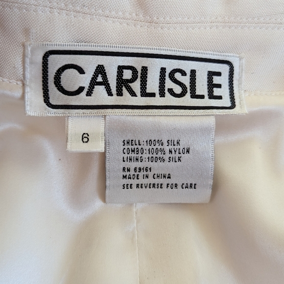 SOLD Vintage White Silk Gray Collar Carlisle Blazer Rose Cutout Sz 6 Lined - Picture 6 of 14